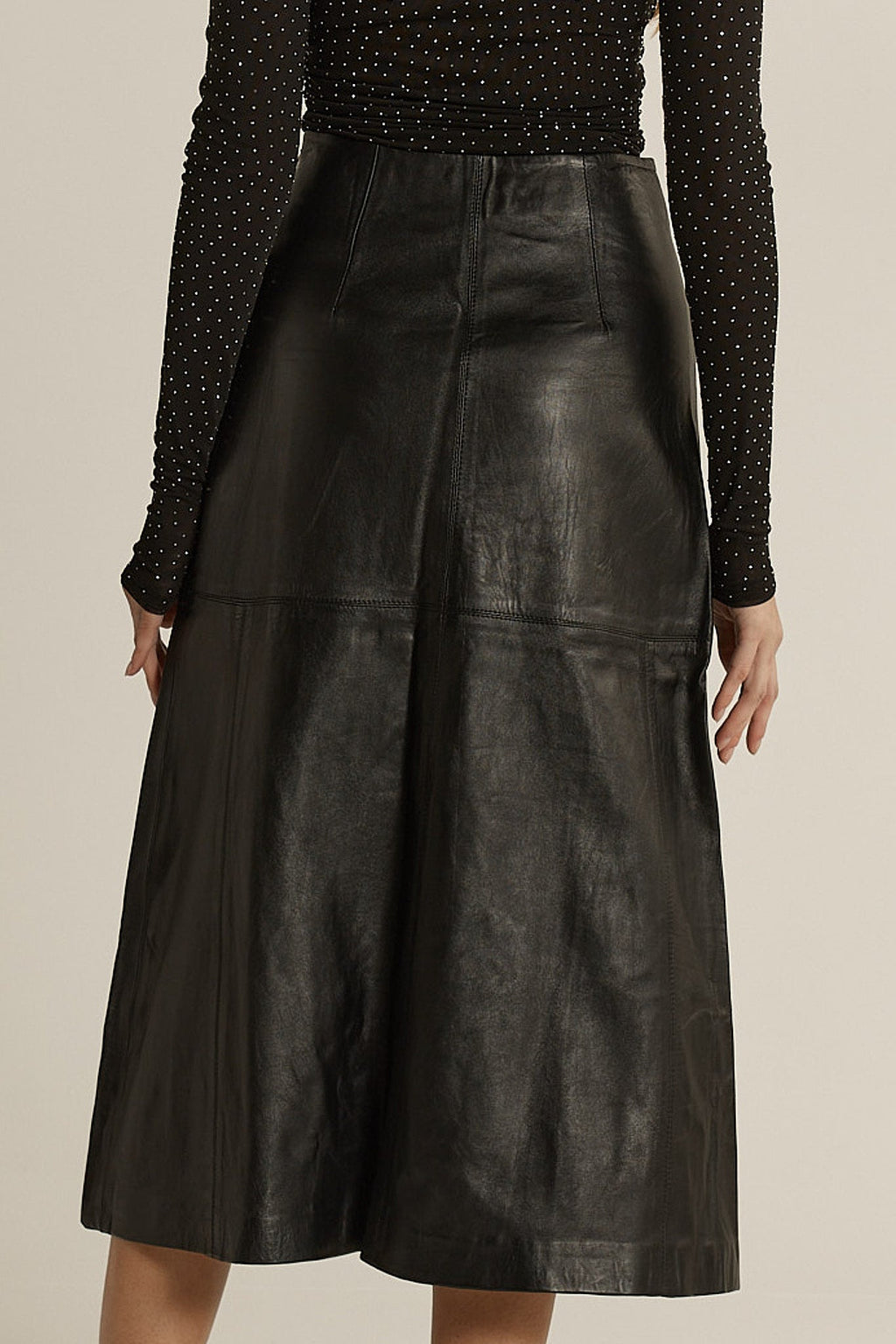 Brae Leather Midi Skirt