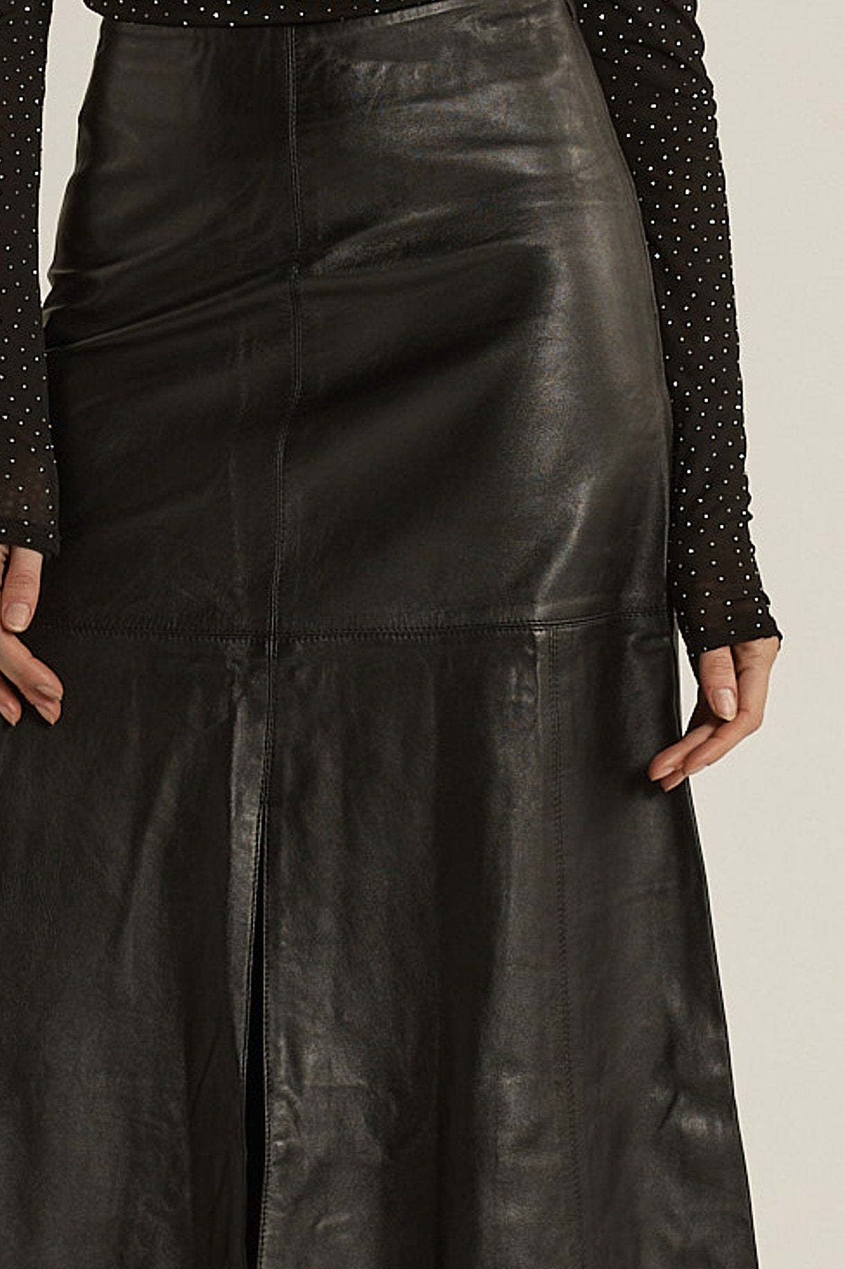 Brae Leather Midi Skirt