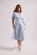 Rose Wrap Dress Blu/Wht Stripe