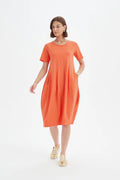 Short Sleeve Diagonal Seam Dress