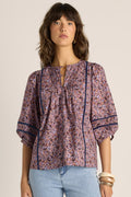 Alaia Print Lace Insert Blouse