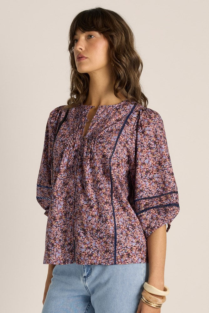 Alaia Print Lace Insert Blouse