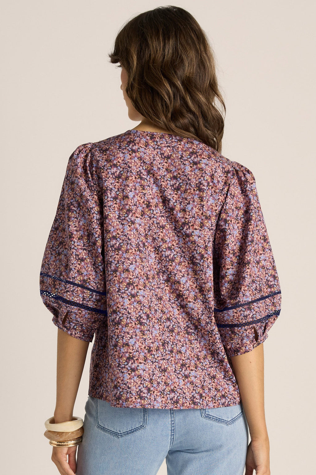 Alaia Print Lace Insert Blouse