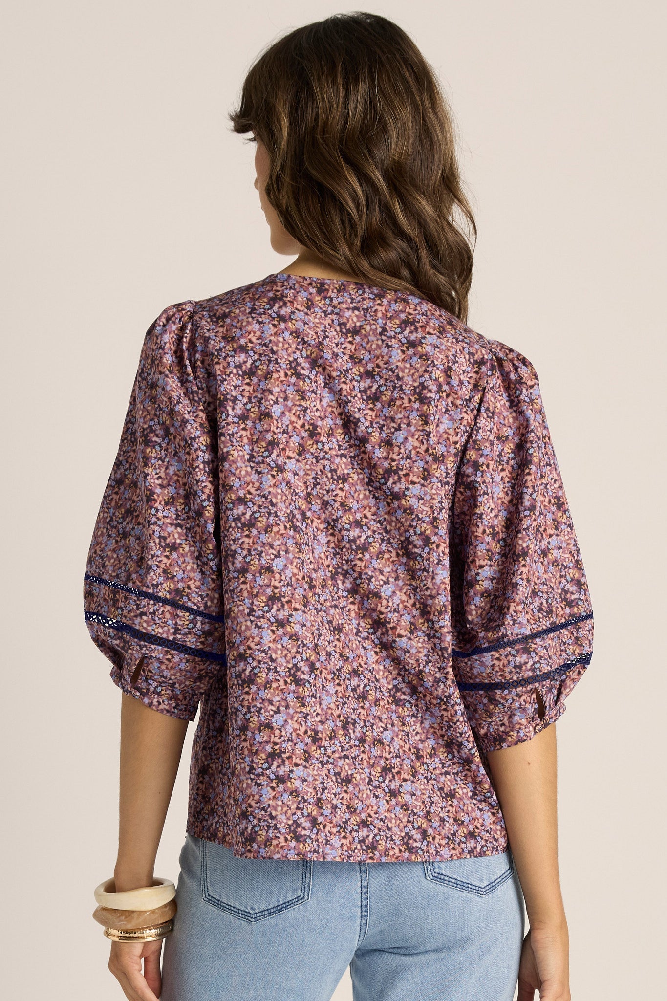 Alaia Print Lace Insert Blouse