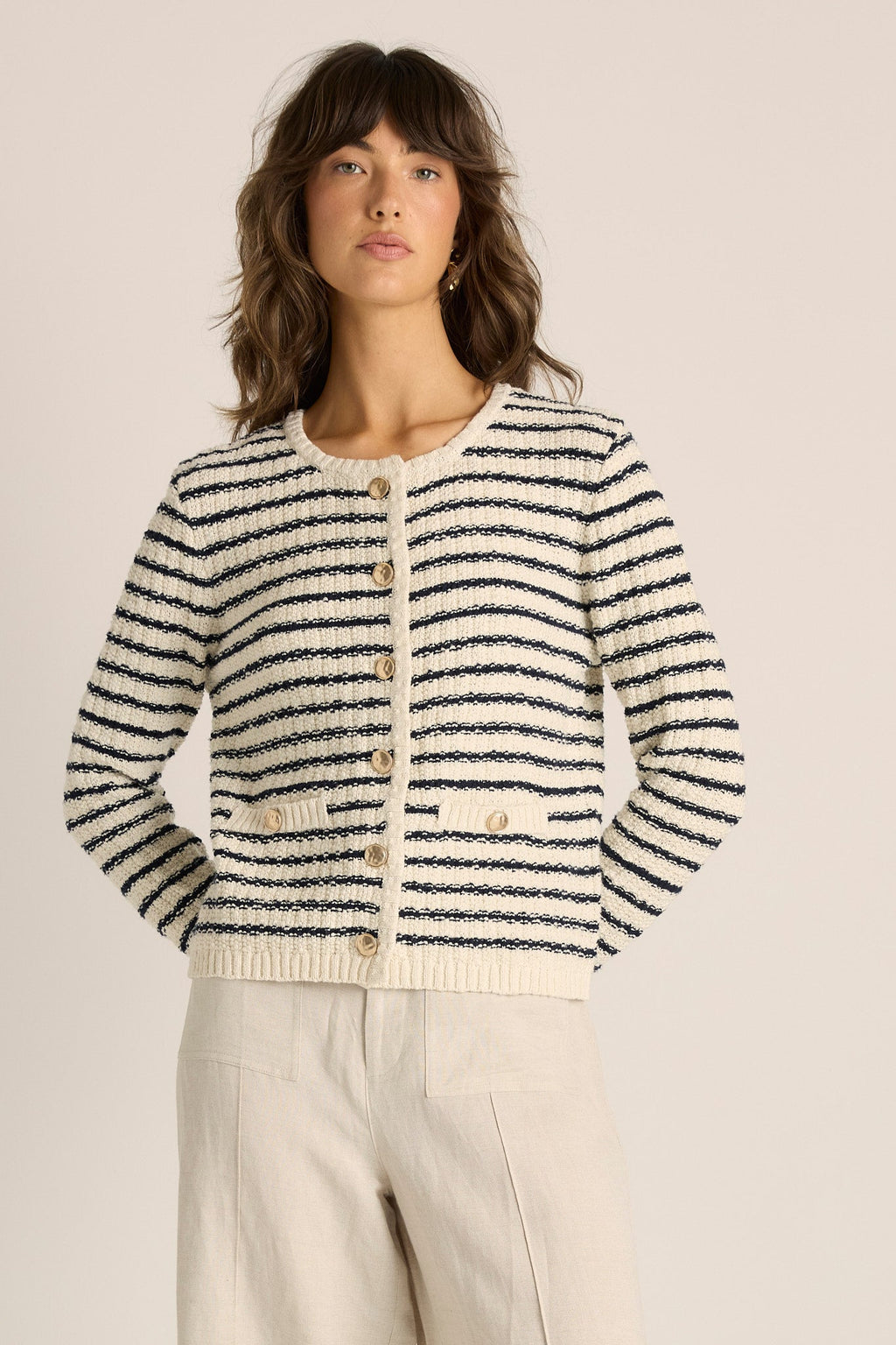 Elle Stripe Knit Cardigan