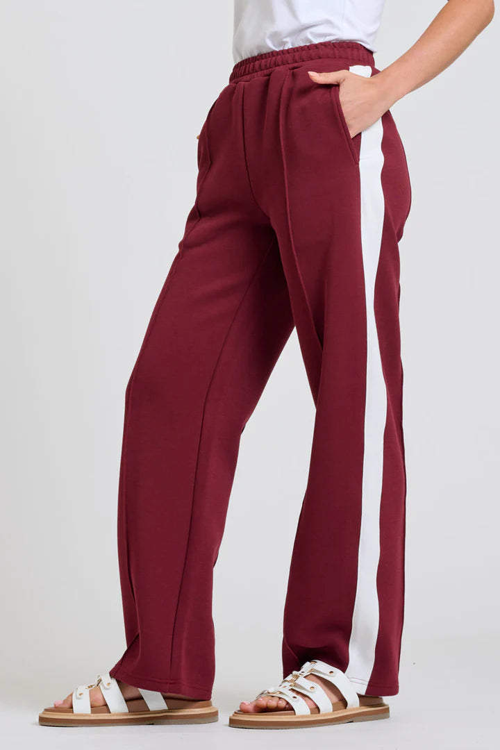 The Lola Pant-Plum with Ivory Stripe