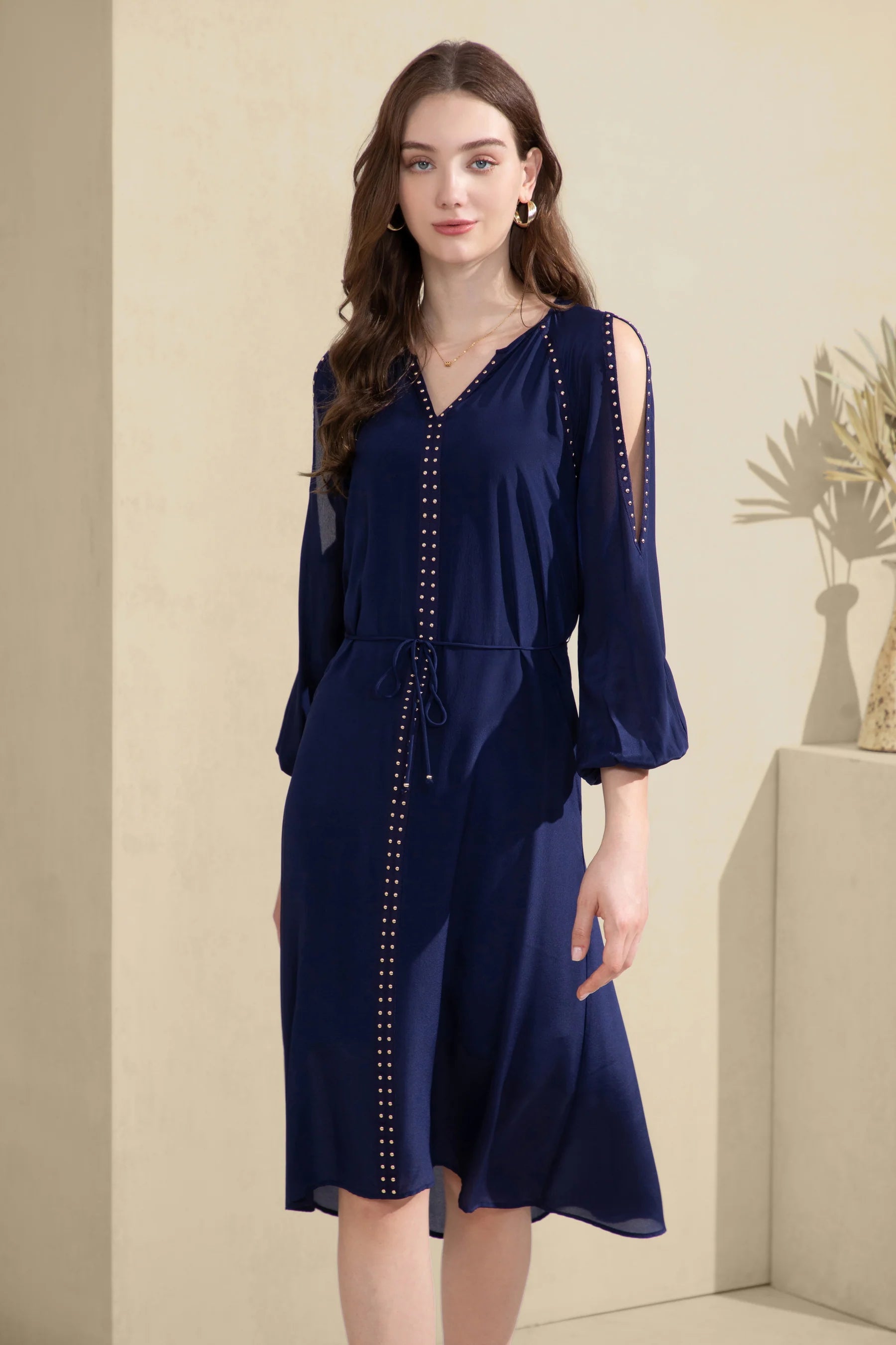 Tahari Silk Long Sleeve Dress
