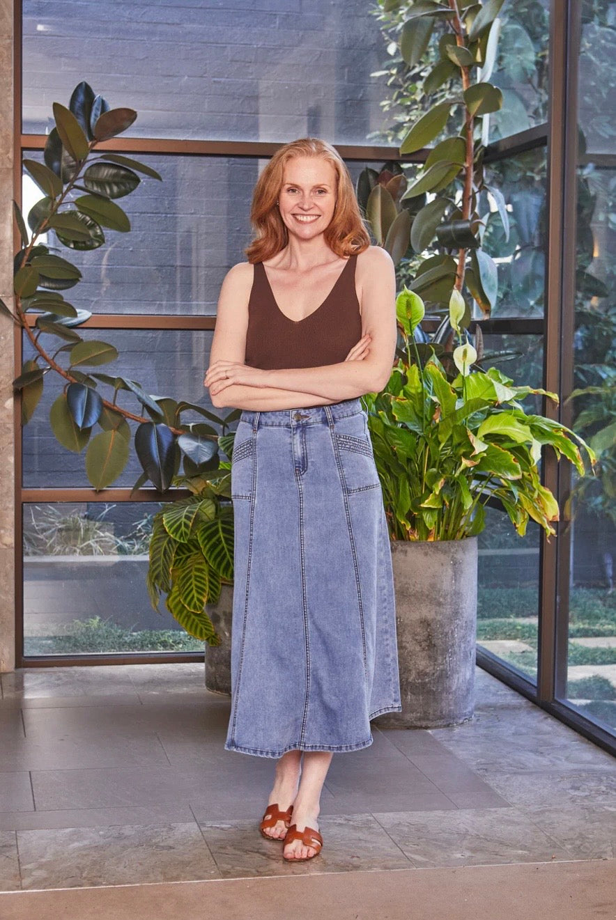 Kenley A Line Midi Skirt