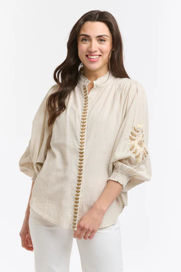 Stripe Embroidered Clara Shirt