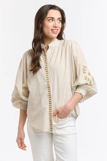 Stripe Embroidered Clara Shirt