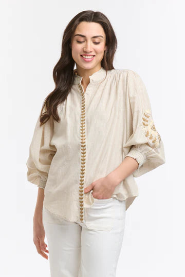 Stripe Embroidered Clara Shirt