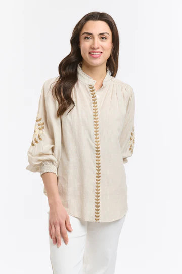 Stripe Embroidered Clara Shirt