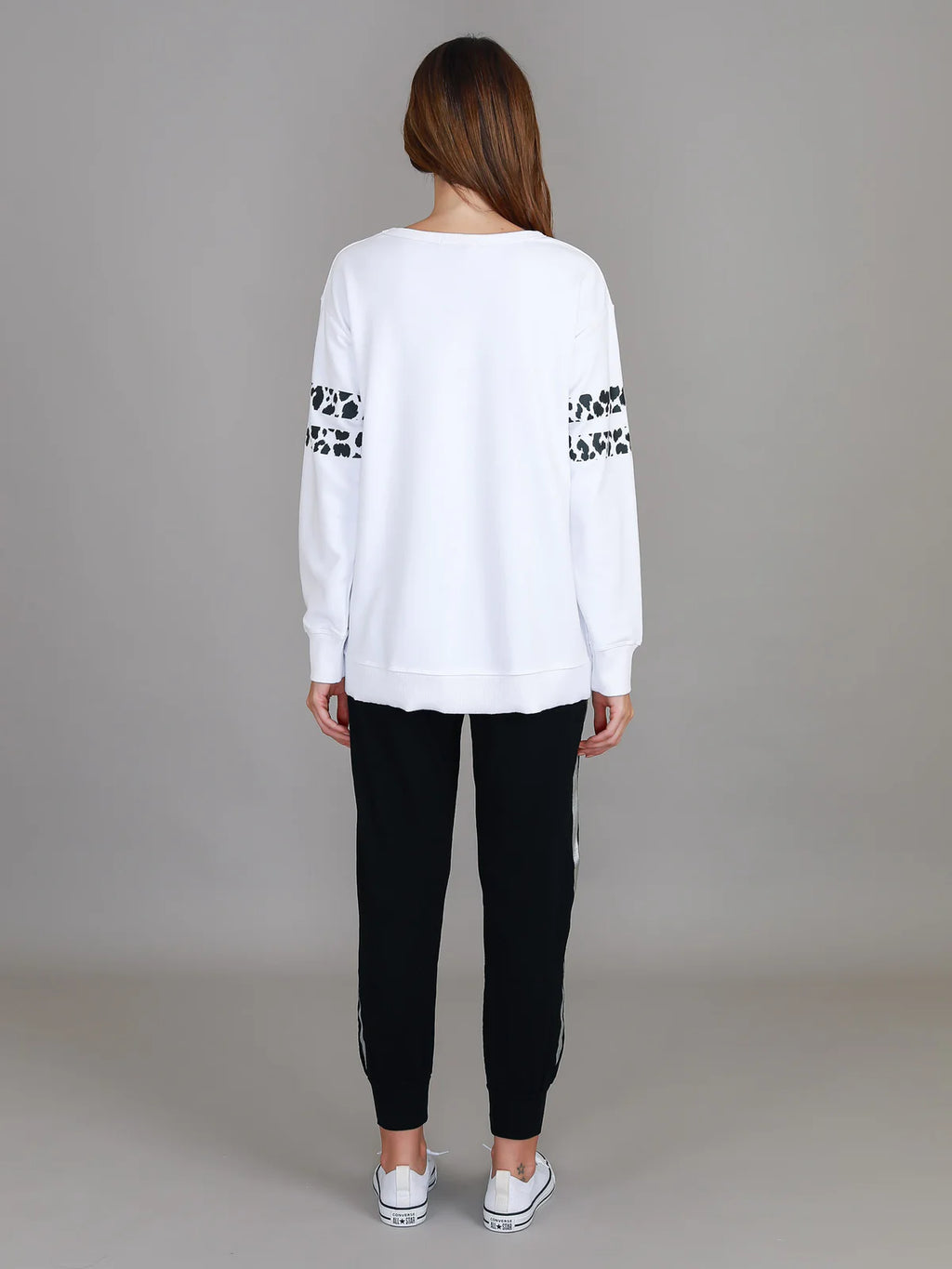 Theresa Leopard Stripe Print Sweatshirt