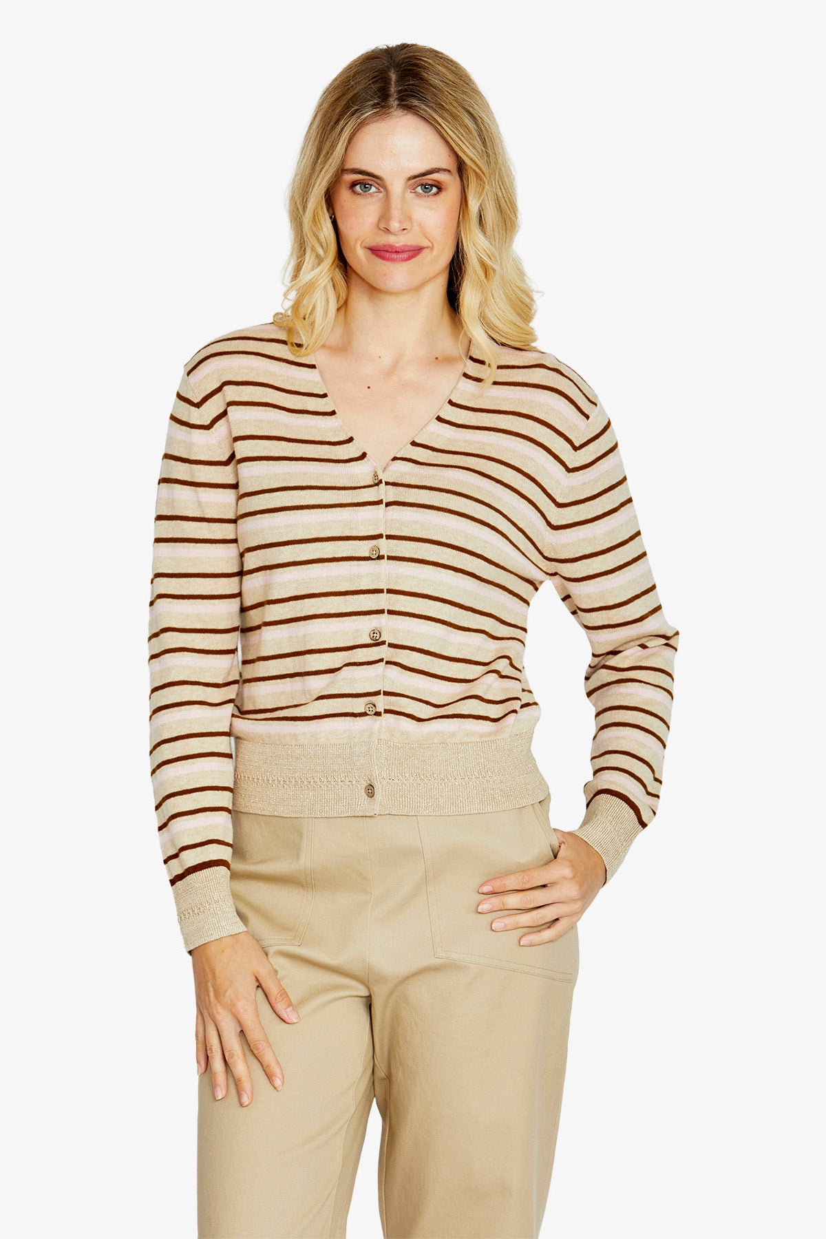 Bev V-Nk Button Cardigan