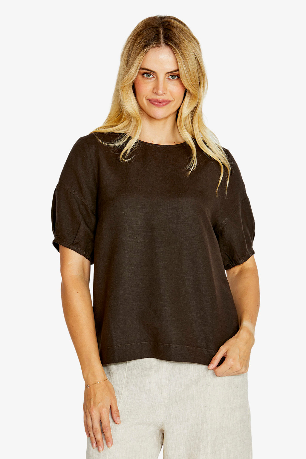 Layla S/Slv Button Back Top