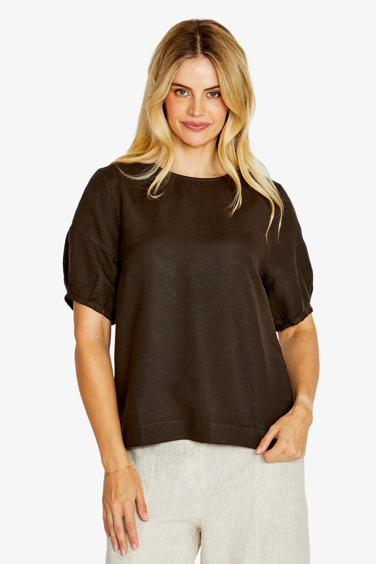 Layla S/Slv Button Back Top