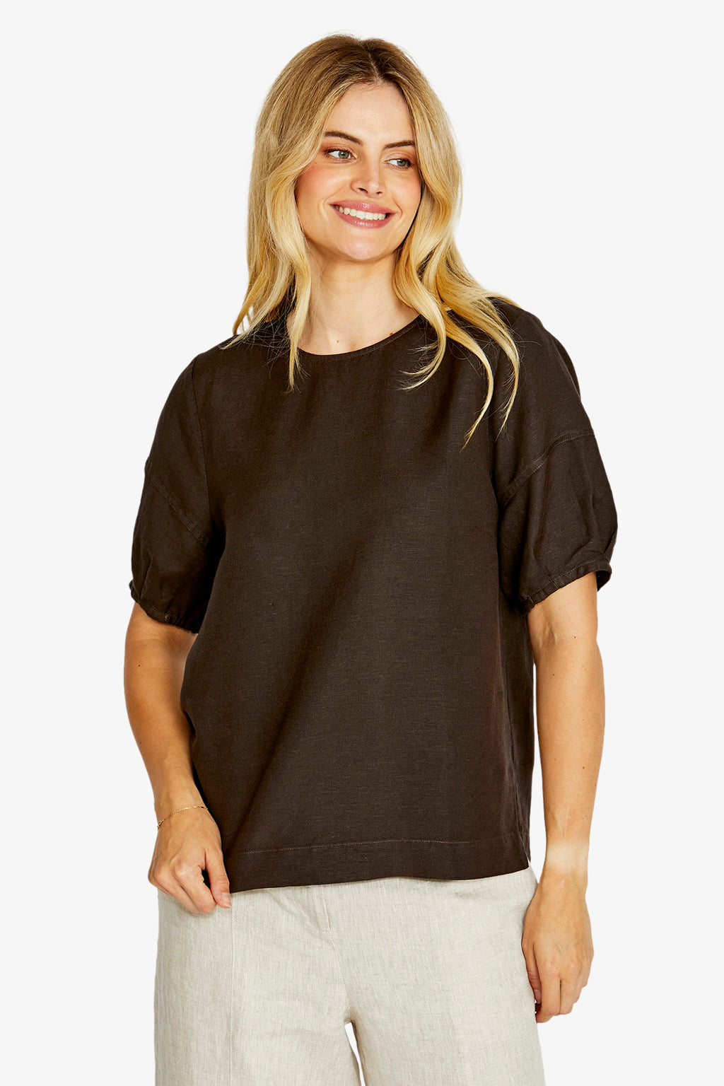 Layla S/Slv Button Back Top