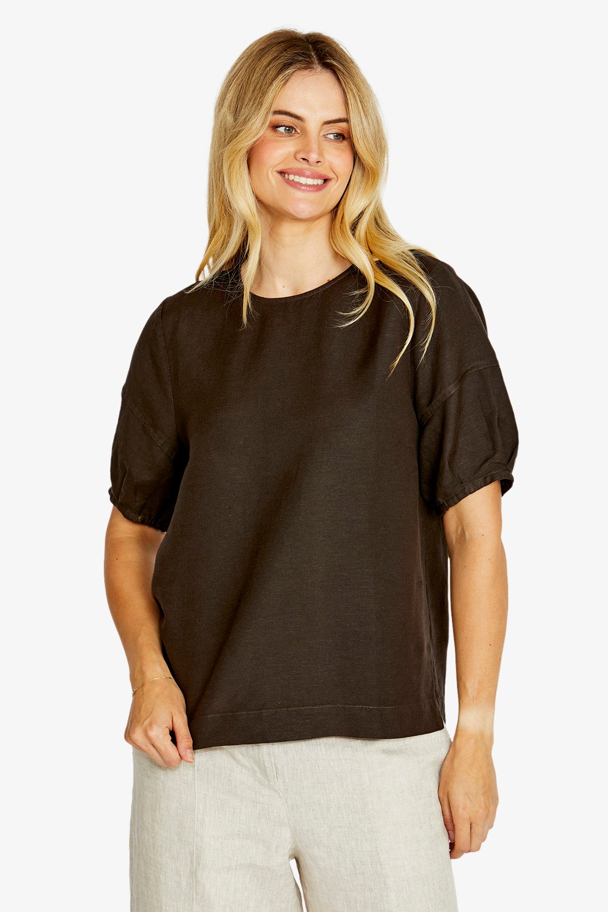 Layla S/Slv Button Back Top