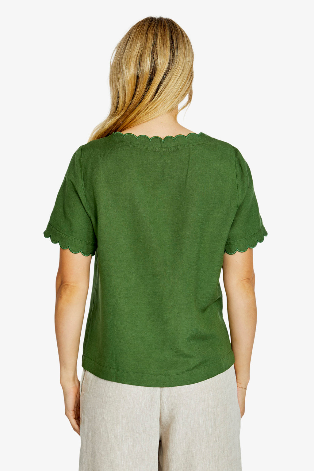 Monica Scallop Neck Short Sleeve Top