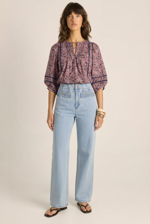 Alaia Print Lace Insert Blouse