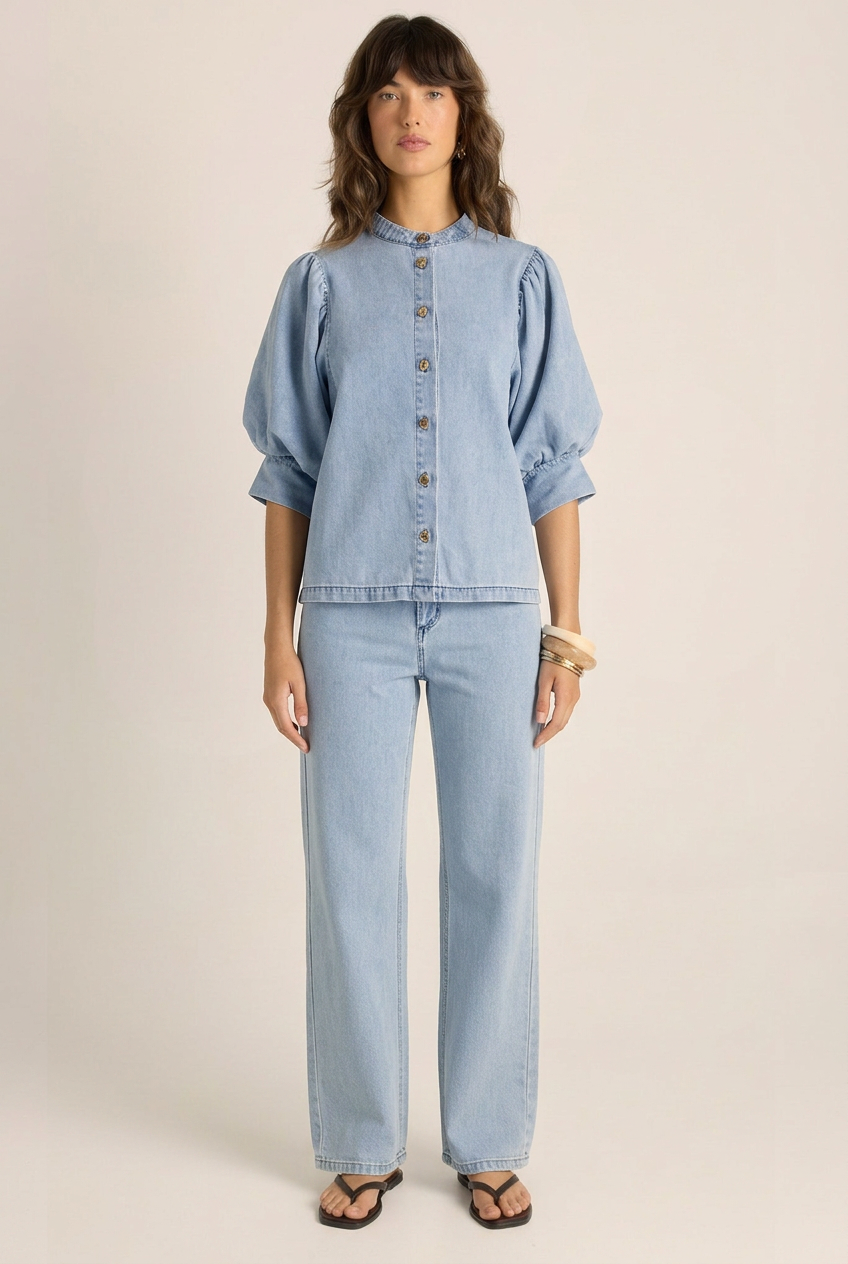 Lila Denim Balloon Shirt