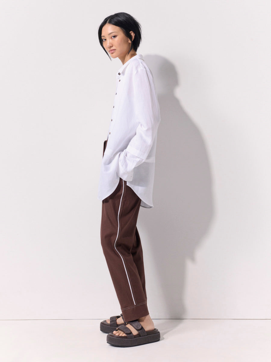 Tuck Detail Linen Overshirt