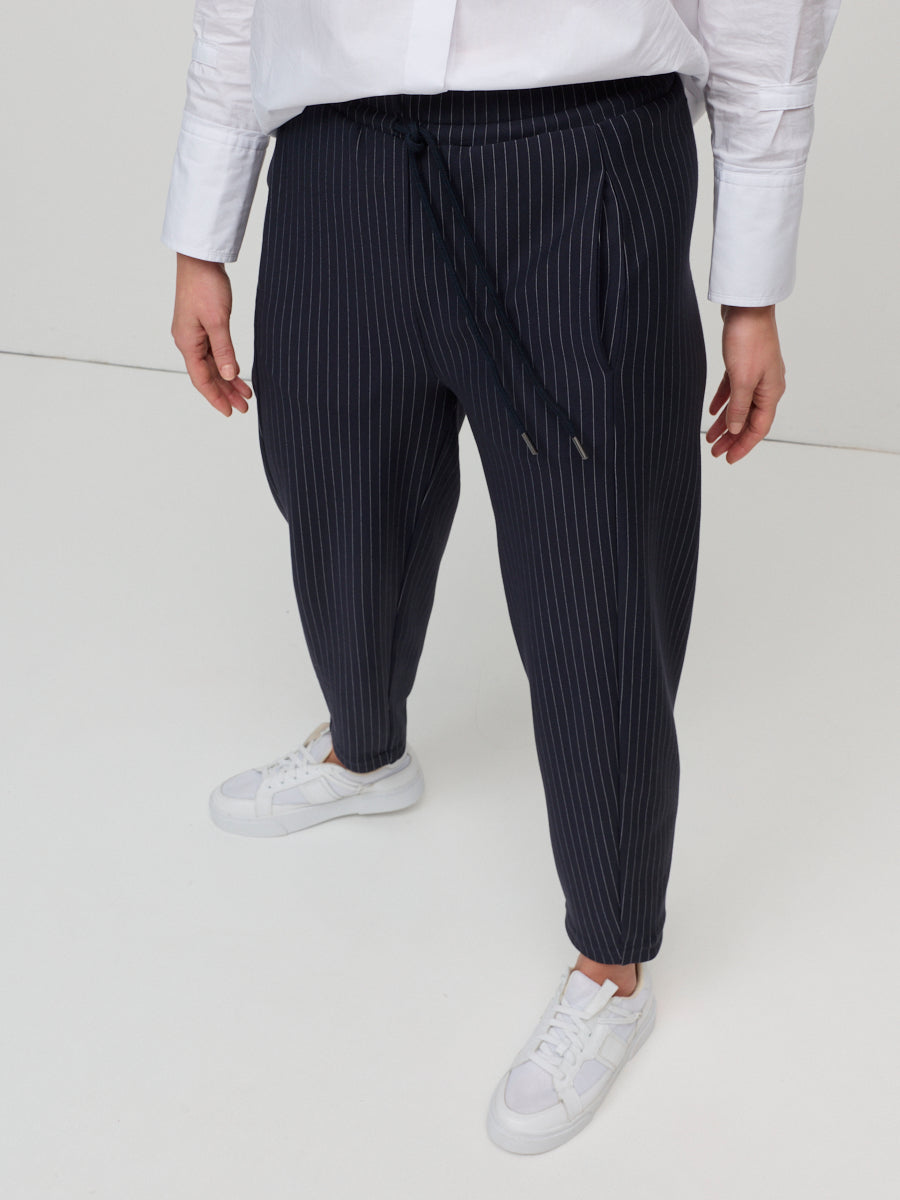 Pinstripe Ponte Barrel Leg Pant