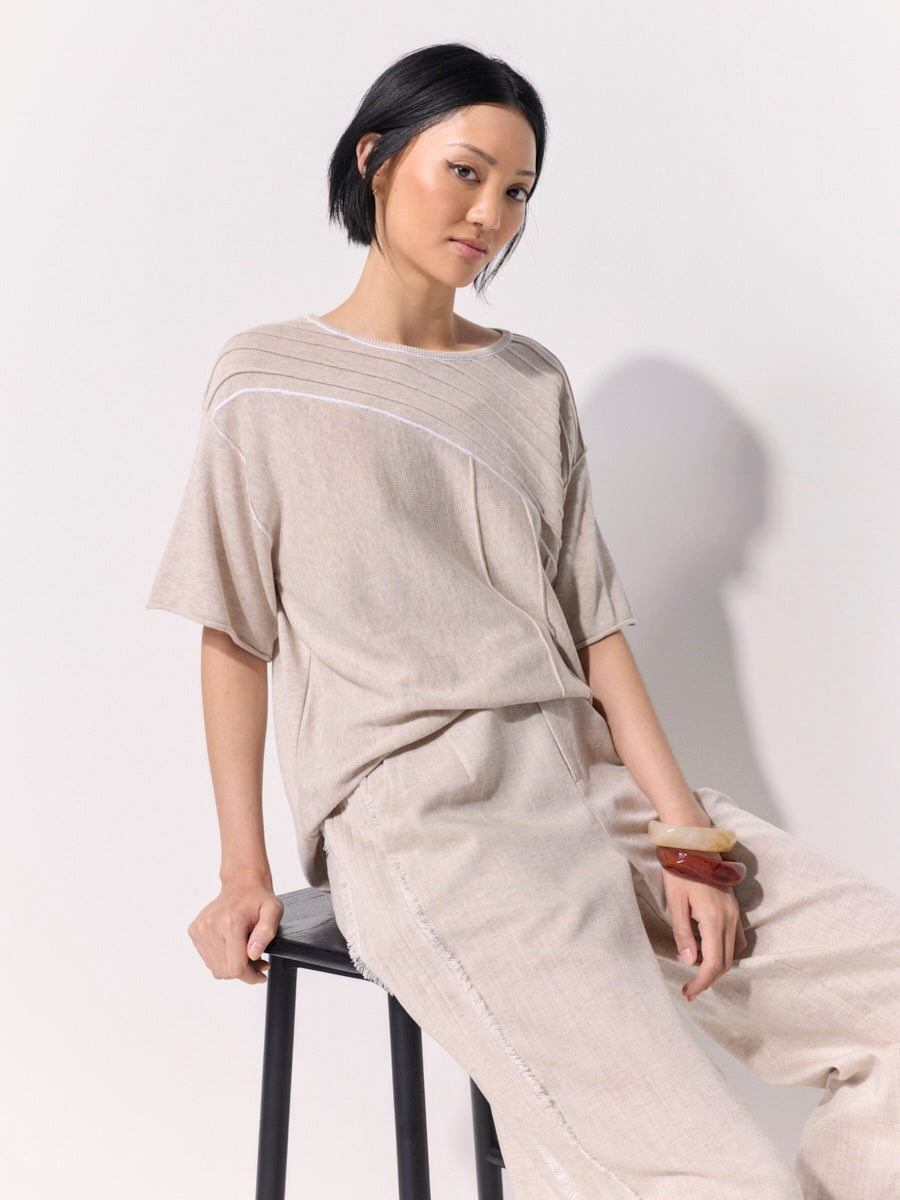 Raw Textured Pintuck Pant