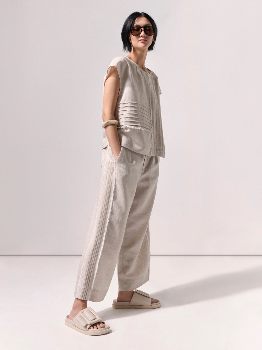Raw Textured Pintuck Pant