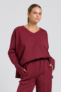Scuba V Neck Sweatshirt-Plum