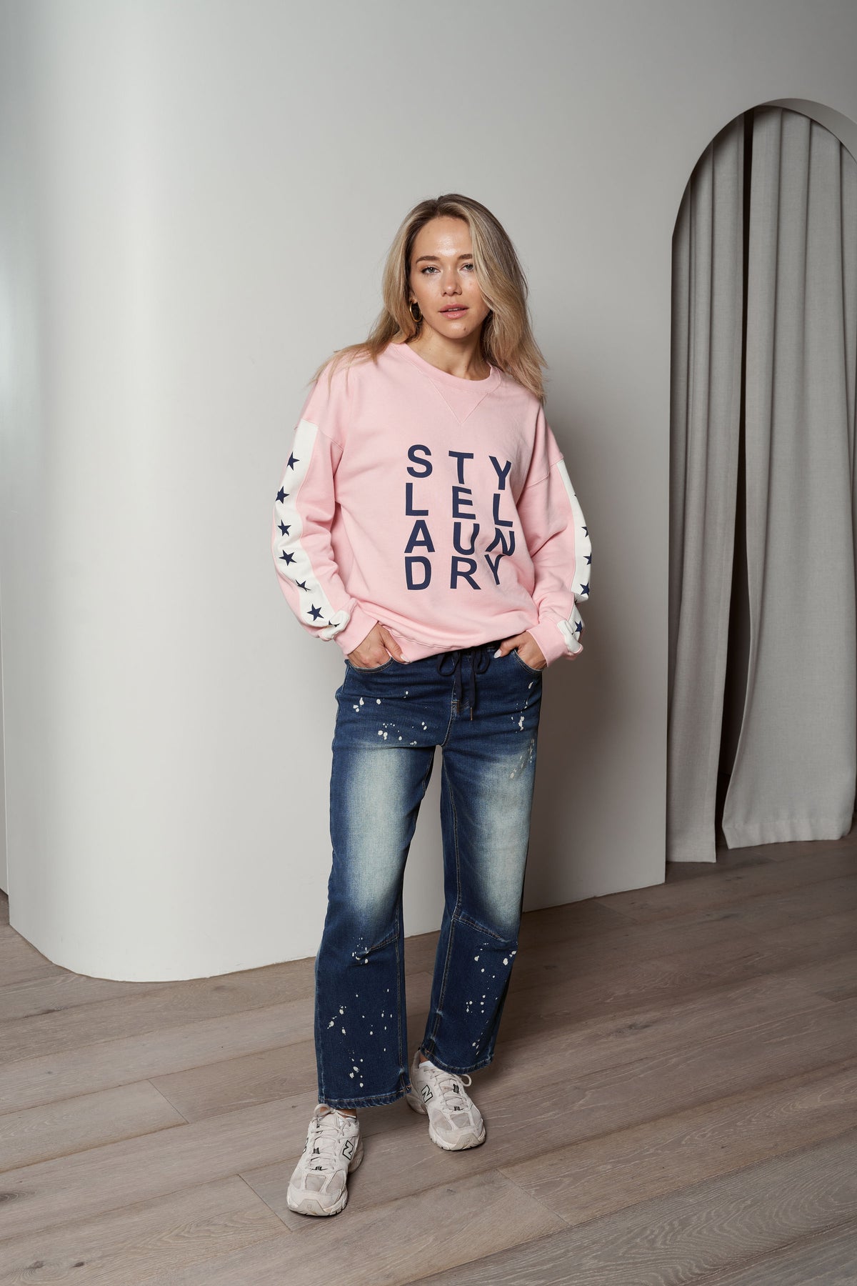 Splatter Barrel Leg Jeans