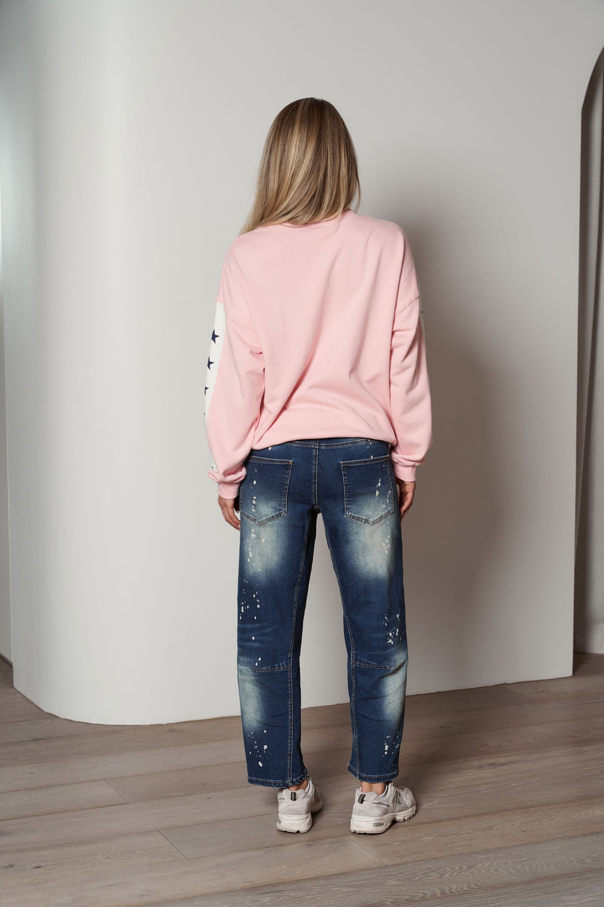 Splatter Barrel Leg Jeans
