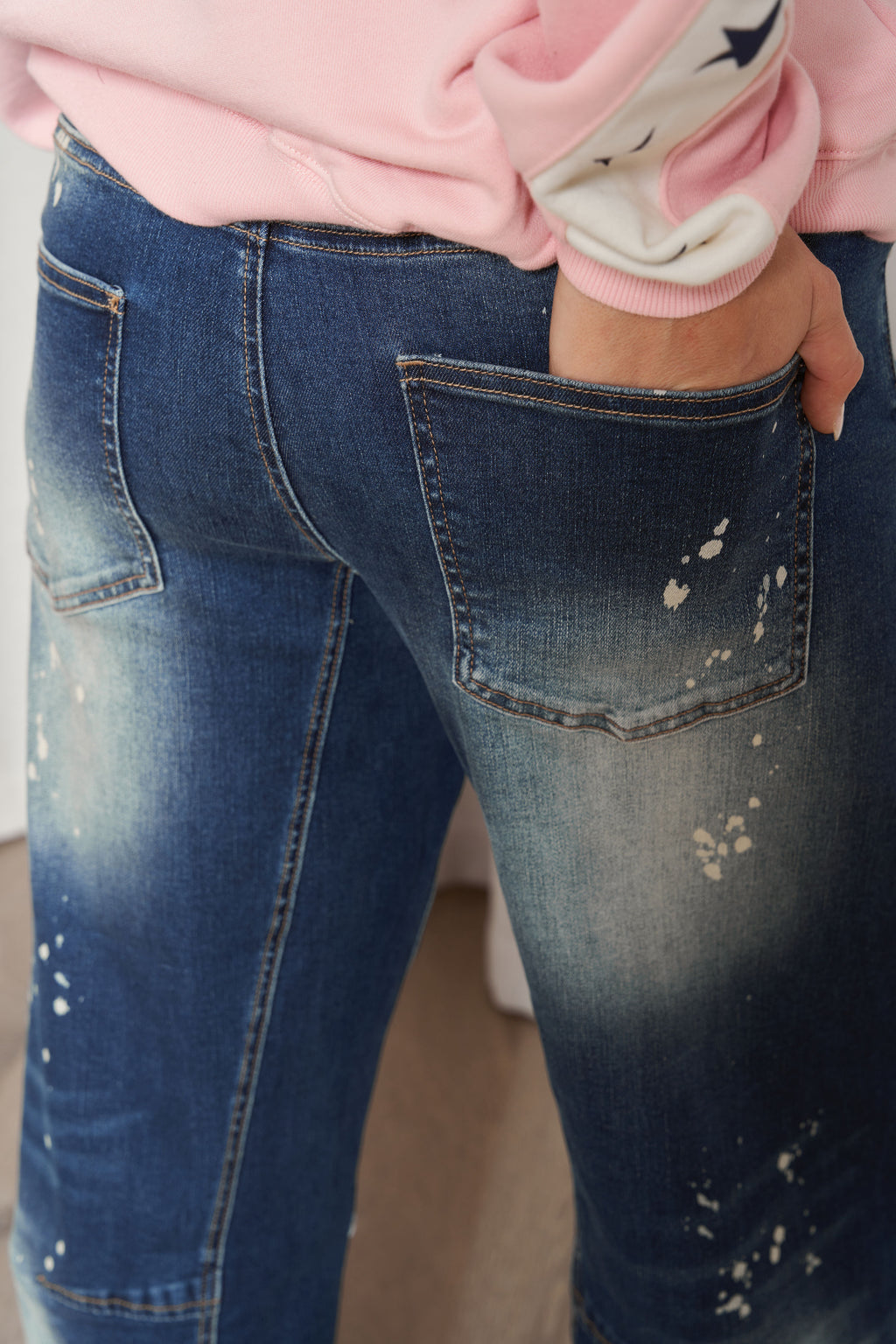Splatter Barrel Leg Jeans